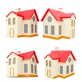 3D render house, home buildings icon set on white isolated background 3d rendering. 3D render house icon set. 3d house