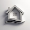 3D Gray House Logo with waves