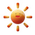 3d render icon design of smiling sun weather element for meteorology cute cartoon style