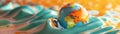 3D render icon Line graph tracking global temperature change with a playful narrative icon 3d style