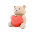 3d render Icon of teddy bear toy with a heart. 3d rendering icon teddy bear toy with heart. Teddy bear toy with a heart.