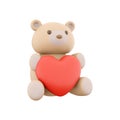 3d render Icon of teddy bear toy with a heart. 3d rendering icon teddy bear toy with heart. Teddy bear toy with a heart.