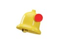 3d render icon of yellow notification bell isolated on white background. Social media notice event reminder. 3d