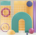 3d render illustration, abstract geometric object wallpaper, modern minimal paper, trendy design
