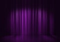 Beautiful violet curtain background.Studio template.3d illustration