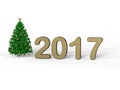 2017 golden Christmas white background Royalty Free Stock Photo