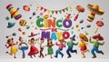 3D render illustration of Cinco de Mayo elements