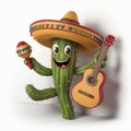3D render illustration of Cinco de Mayo showcasing a cartoon cactus wearing