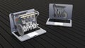 3D rendering - inline engine design on a laptop Royalty Free Stock Photo