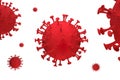 3D-rendering model of coronavirus in red color