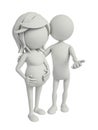 3d white character with pregnent woman
