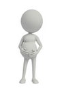3d white pregnent woman standing on white background