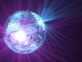 3d render illustration disco ball with color rays, night party