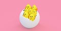 3d render illustration for easter, chicks are sitting in