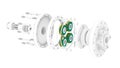 3D rendering - exploded view of a gear box