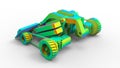 3D rendering - FEA analysis of a geared vehicle