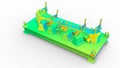 3D rendering - FEA study of a mechanical assembly used for measurements and welding