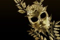 3d render illustration of golden nature nymph goddess mask with leafs Royalty Free Stock Photo