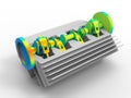 3D render - 4 cylinder crank finite element analysis Royalty Free Stock Photo