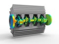 3D render - V8 engine crank shaft analysis