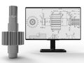 3D rendering - computer aided design geared shaft