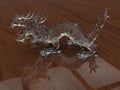 Glass dragon - wooden reflective background