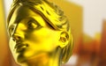 3d render illustration of golden greek female face statue Royalty Free Stock Photo