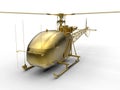 3D render illustration of a golden helicopter