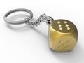 Golden key chain dice Royalty Free Stock Photo