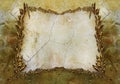 3d render illustration of golden leaf branches frame on marble Royalty Free Stock Photo