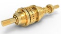 3D rendering - golden speed gearbox shaft