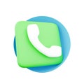 3d render illustration Green phone icon or contact website mobile symbol isolated on classic communication telephone