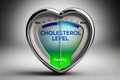 3d illustration render of a heart-shaped cholesterol level indicator, showing normal value and healthy status Royalty Free Stock Photo