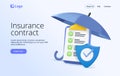 3D render illustration Insurance agent web banner or landing page. Idea of protection of property and life from damage.