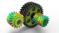 3D rendering - Finite element analysis of a simple gear assembly