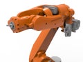 3D rendering - closeup of an industrial robotic arm on white Royalty Free Stock Photo