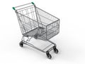 3D rendering - isolated metallic shopping cart Royalty Free Stock Photo