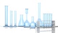 3D render illustration. Laboratory blue glassware Royalty Free Stock Photo