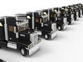 3D rendering - large truck fleet