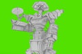 3d render illustration of lowpoly robot on greenscreen backgorund