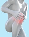 3d render illustration of male figure with red inflammated knee joint area Royalty Free Stock Photo