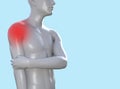 3d render illustration of male figure with red inflammated shoulder joint area Royalty Free Stock Photo