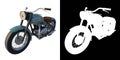 City urban motorcycle vitange 1950s 1-Perspective view white background alpha png 3D Rendering Ilustracion 3D