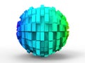 3D rendering - abstract block cube forming a sphere