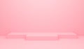 3D render illustration of pink abstract geometric background or texture. Bright pastel podium or pedestal backdrop. Blank minimal Royalty Free Stock Photo