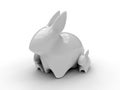 3D render illustration - rabbit garden sculptures