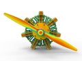 3D render - radial engine front view