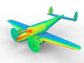 3D rendering - rainbow colored airplane Royalty Free Stock Photo