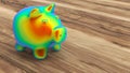 3D rendering - rainbow colored piggy bank