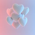3d render illustration of realistic white glossy heart balloon on white background, colorful studio light. Valentine`s Day